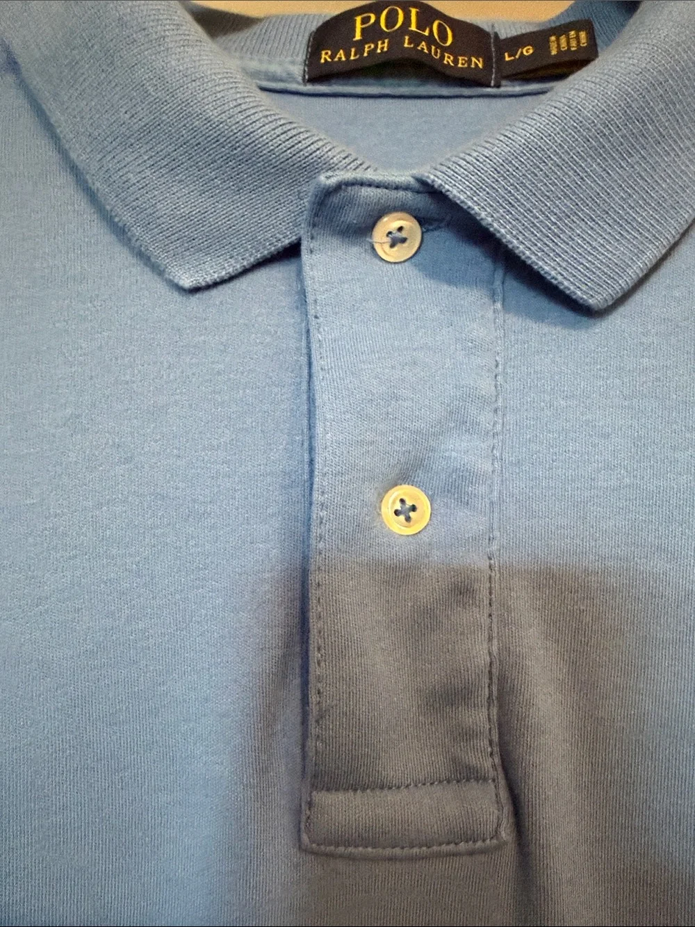Men’s Cotton Polo by Ralph Lauren Blue Polo with Yellow Pony| Large